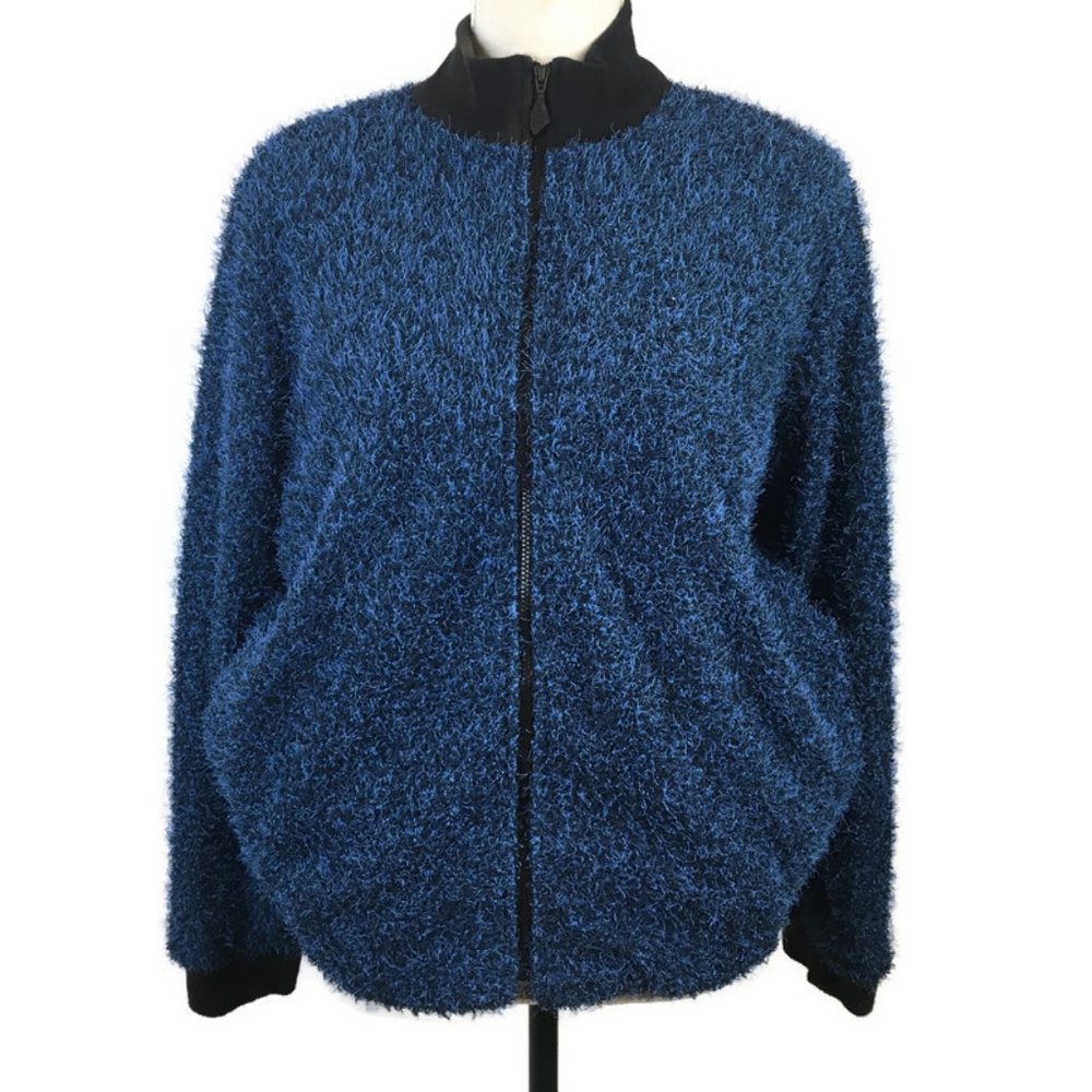 Bette & Court Zip Up Jacket Size M Blue Pockets